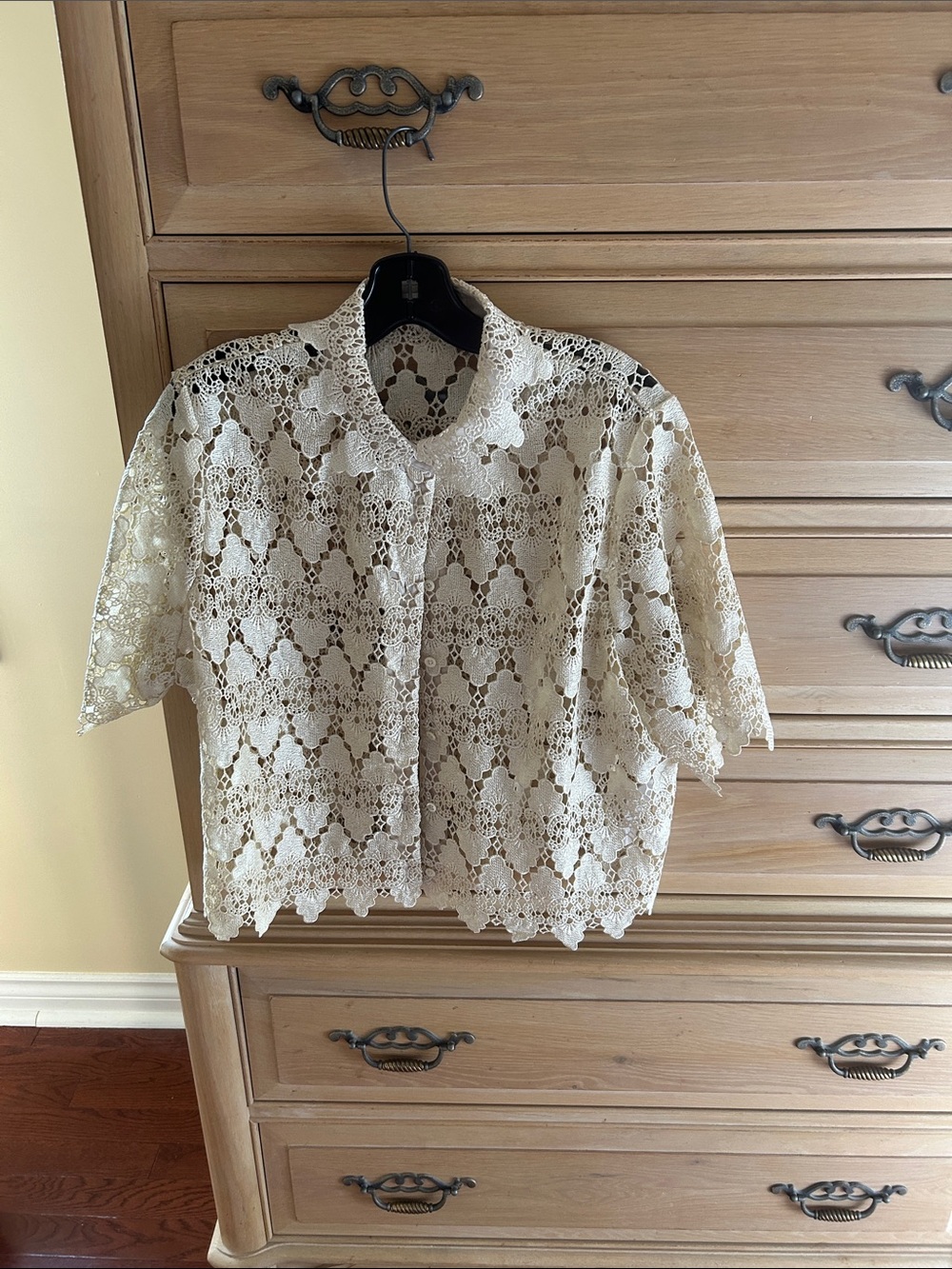 Frame Denim Ivory Crochet Lace Blouse